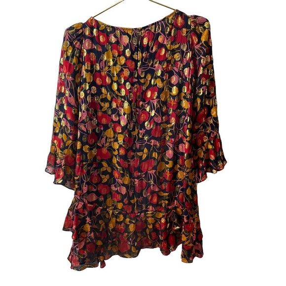 SALONI Floral Tiered A Line Mini Dress Size 2 - Picture 8 of 13